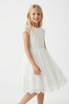 girls confirmation dress, cream white tulle dress, lace dress for girls, flower girl dress ireland, elegant kids party wear, junior bridesmaid dress
