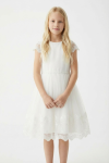 girls confirmation dress, cream white tulle dress, lace dress for girls, flower girl dress ireland, elegant kids party wear, junior bridesmaid dress