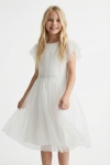 cream white dress for girls, first holy communion dress, confirmation dress, flower girl dress ireland, girls tulle dress, elegant girls dress
