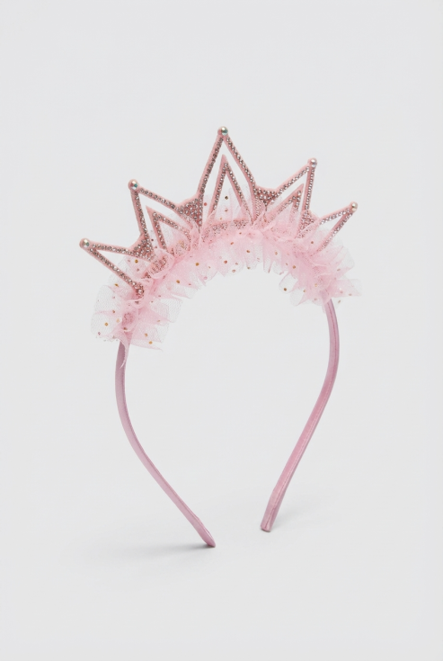 pink tulle crown headband, girls hair accessories Ireland, birthday crown for girls, flower girl headband, girls party accessories, princess crown headband