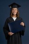 Navy blue diploma cover with gold embossed border