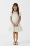 girls tulle dress back view, Romy cream white dress, ribbon bow detail, flower girl dress back
