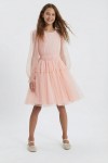 apricot tulle dress girls, Holly rose dress ZOYA Dresses UK, long sleeve tulle dress, girls occasion wear