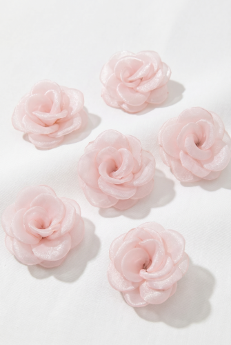 Set of 6 Pink Organza Hair Clips for Girls – Delicate British Hair Accessories