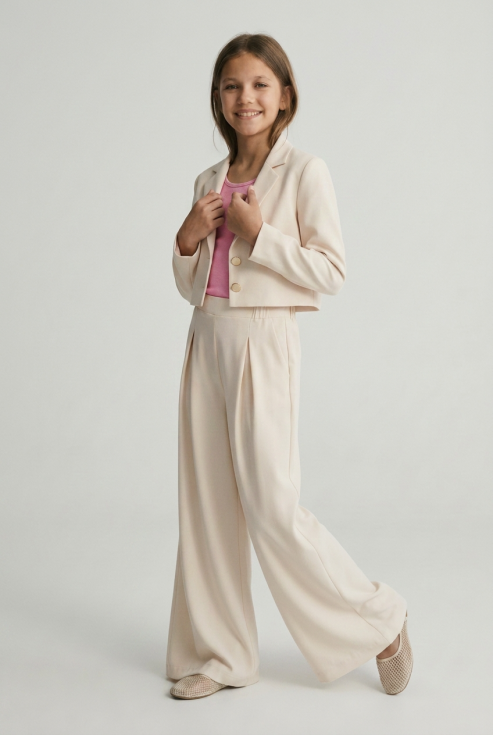 girls Emi set light beige occasion, elegant girl communion outfit, beige formal set teen, occasion wear UK