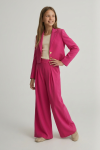 girls Emi set fuchsia top detail, formal vibrant pink, fuchsia kids elegant