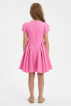 Rumi pink girls' occasion dress side view, flared box-pleat skirt – ZOYA Dresses UK
