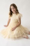 Back view of Paola girls' tulle dress showing back zip