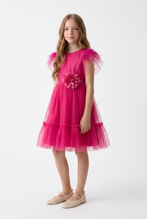 Gabi fuchsia tulle occasion dress for girls 3-16 years, ZOYA Dresses UK