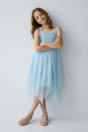 Suzi girls dress rear view, strap bows and back zip
