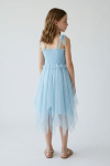 Suzi dress glitter print tulle close-up, light blue girls dress