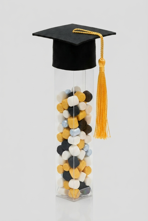 Set of 6 clear graduation cap tubes for diplomas and favours, for all ages, ZOYA Dresses UK