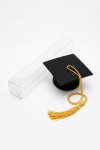 Clear graduation tube holding a rolled diploma certificate keepsake