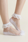 White frill socks styled with shoes for a party outfit