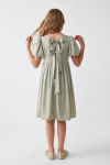 Sia dress open back with two tie bows, sage green