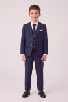 Liam navy boys' set – blazer, waistcoat, trousers and tie, front view