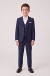 Liam boys' navy occasion set – blazer, waistcoat and trousers, arms by the sides