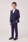 Liam navy boys' set – blazer, waistcoat and trousers, half-profile view