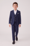 Liam boys' navy 4-piece set – blazer, waistcoat and trousers in motion