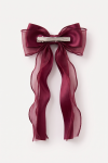 Burgundy bow hair clip – reverse with the metal crocodile clip
