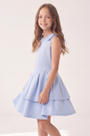 Harper light blue dress with a two-layer flared skirt – side view