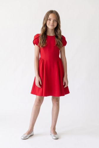 Rumi Girls' Red Tulip Sleeve Party Dress – Christmas and Birthdays