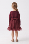 Iga burgundy tulle dress – back view with zip and a big tulle sash bow at the waist
