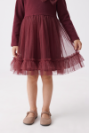 Iga burgundy tulle dress – front of the skirt with frill at the hem