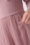 Iga dusty pink dress – close-up of the smooth top and gathered tulle skirt