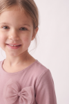 Iga dusty pink tulle dress – close-up of the round neckline and tulle bow