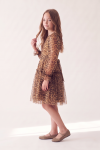 Holly girls' leopard print dress – sash tied into a bow at the back of the waist, profile