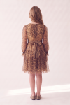 Holly leopard print dress – back view with zip and sash tied into a bow