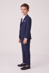 Sam boys' navy set – blazer and pressed trousers, full-length side view