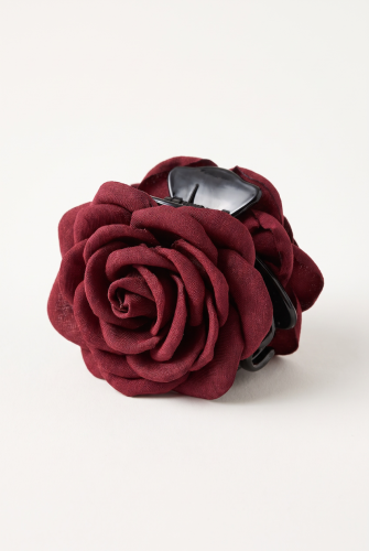 Girls' Burgundy Fabric Rose Hair Claw Clip