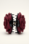 Burgundy rose hair claw clip – jaws with teeth and spring