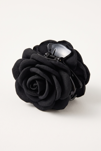 Girls' Black Fabric Rose Hair Claw Clip